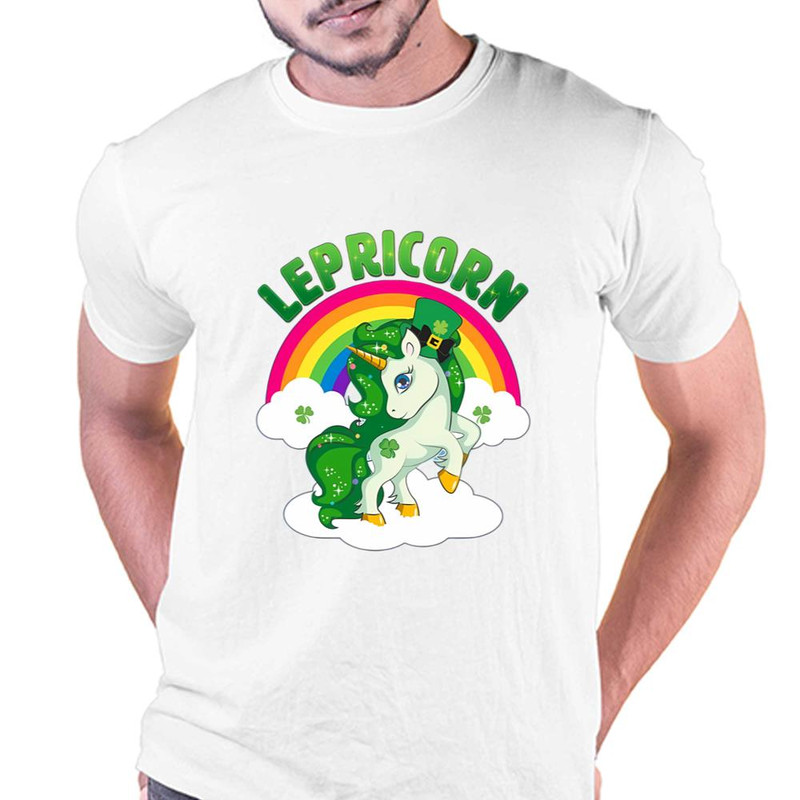 Cute St Patricks Day Rainbow Lepricorn Unicorn Leprechaun T-Shirt .jpg