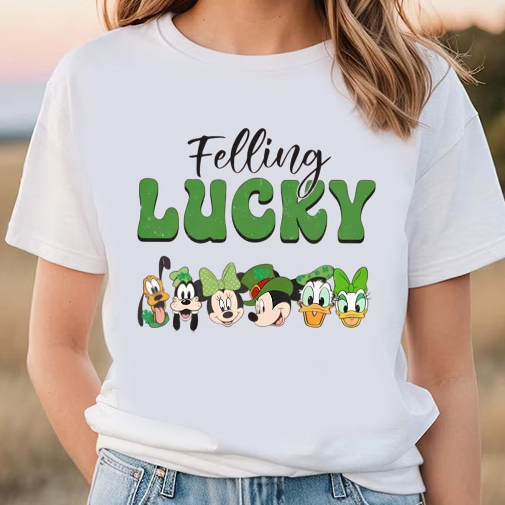 Disney Felling Lucky Shamrock Mickey And Friends St. Patricks Day T-shirt .jpg
