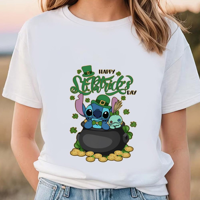 Happy Patrick Day, St Patricks Day Shirt, Stitch Shamrock Shirt .jpg