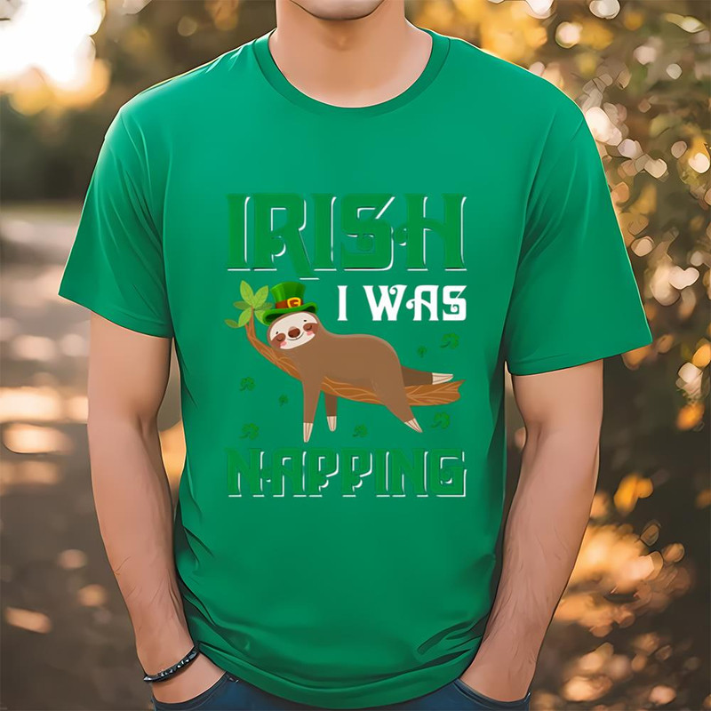 Irish I Was Napping Lazy Sloth T-Shirt .jpg