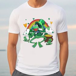 kermit the frog with shamrock irish rainbow st patricks day shirt, gift for her, gift for him