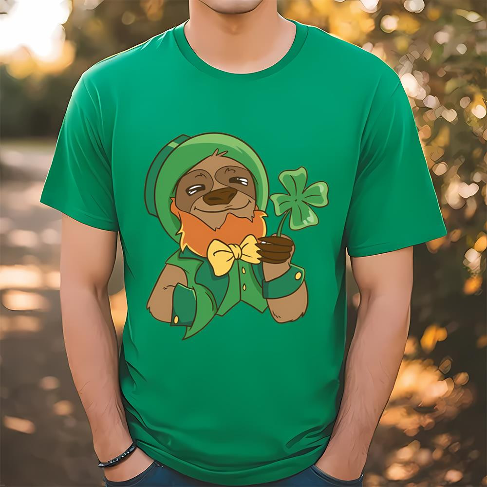 Leprechaun Sloth Cute St Patrick's Day Animal Graphic Shirt .jpg