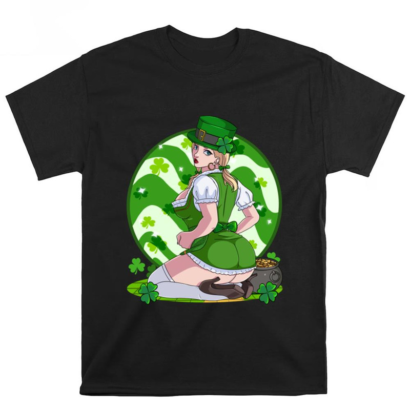 Sexy Leprechaun Pigtails St Patricks Day Irish Lass Pride T-Shirt .jpg