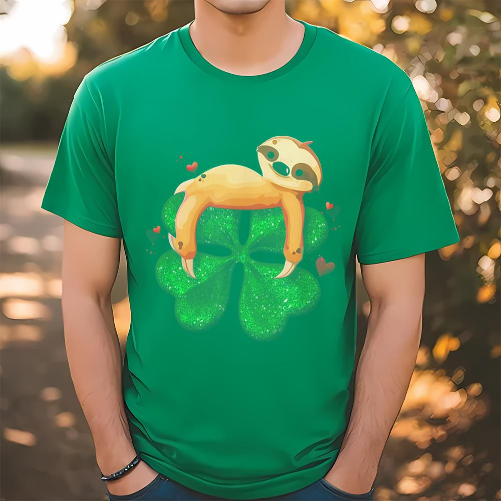 Sloth Four Leaf Clover Shamrock St. Saint Patrick's Day T-Shirt .jpg
