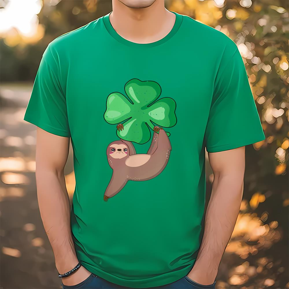 Sloth Hugging Shamrock Leprechaun Irish St Patricks Day Gift T-Shirt .jpg
