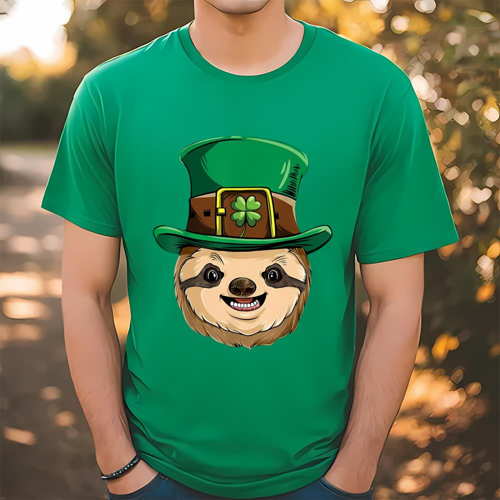 Sloth St Patricks Day T shirt Boys Kids Leprechaun On Men's T-Shirt .jpg
