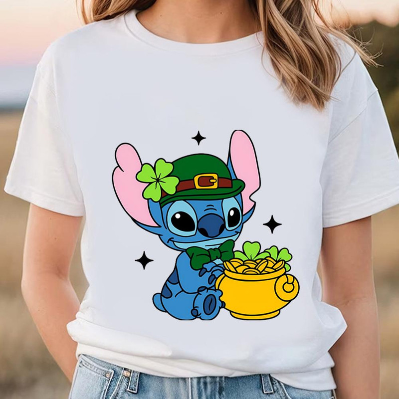 St Patrick's Day Cute Stitch T-Shirt, Stitch Shamrock Shirt .jpg