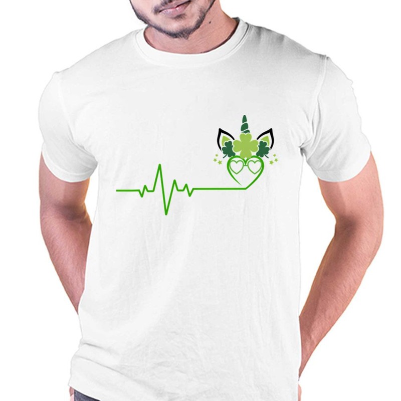 St Patricks Day Heartbeat Unicorn T-shirt .jpg