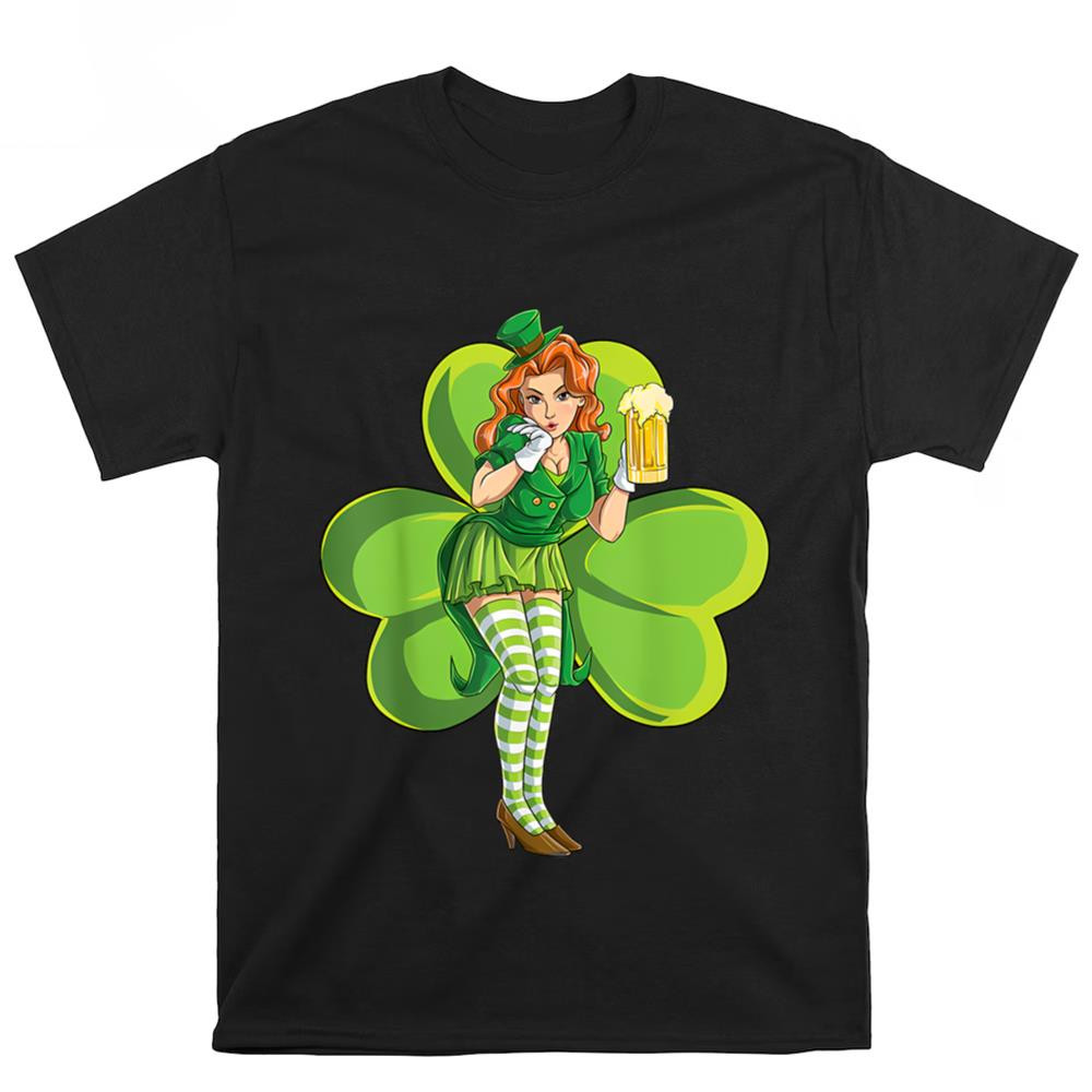 St Patricks Day Sexy Leprechaun Redhead Women Lady Shamrock T-Shirt .jpg