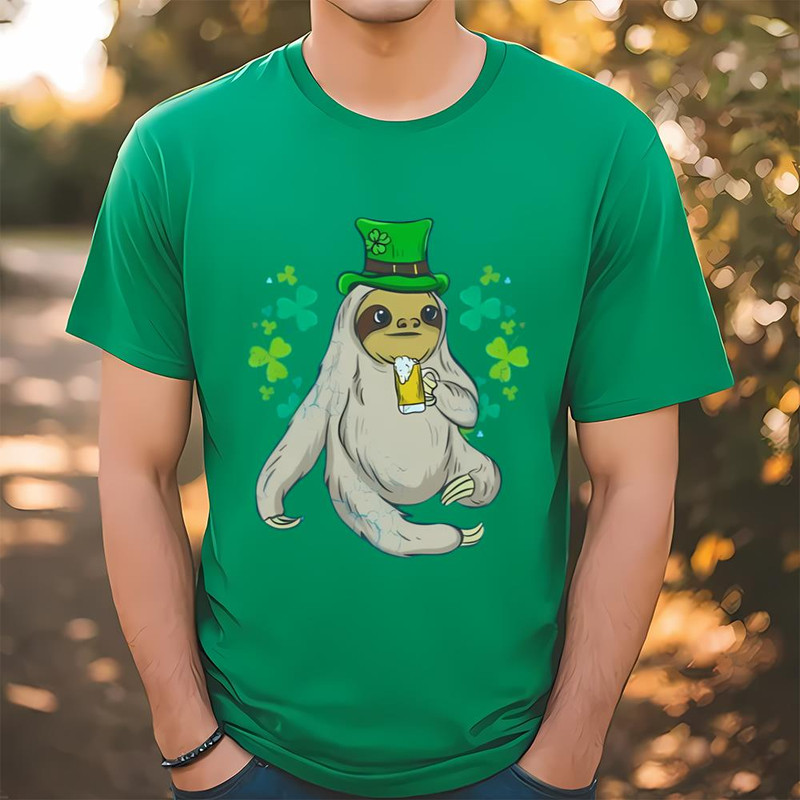 St Patricks Day Sloth Leprechaun Irish Beer T-Shirt .jpg