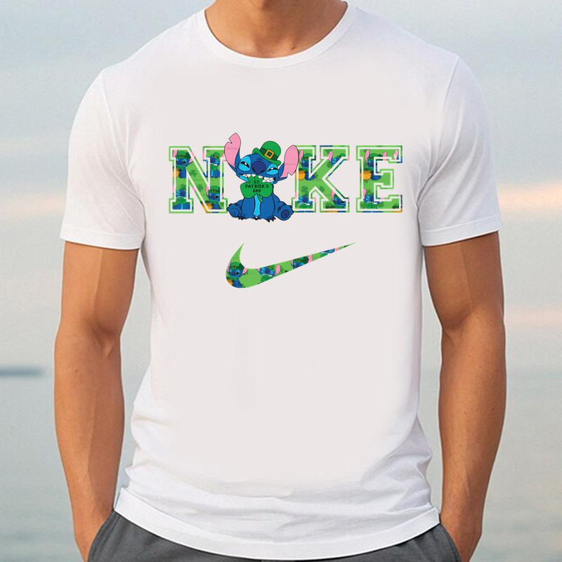 Stitch St Patrick And Nike Logo Shirt .jpg