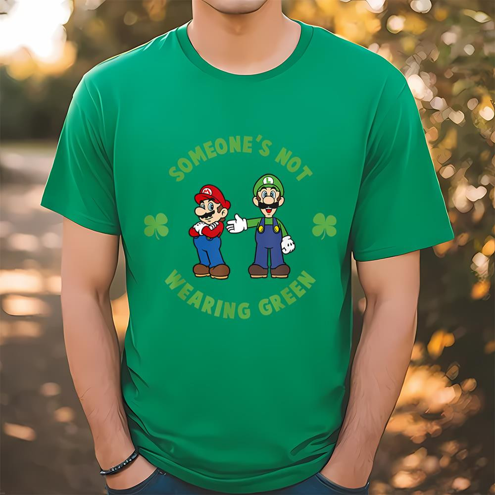 Super Mario St. Patty's Not Wearing Green Graphic T-Shirt .jpg
