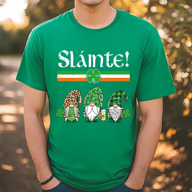 Three Gnomes Leprechaun Irish Flag Cheers Slainte St. Patrick's Day T-Shirt .jpg