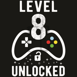level 8 unlocked video game 8th birthday svg, birthday svg, 8 years old svg, 8 years old birthday svg, 8th birthday svg,