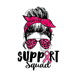 support squad messy bun breast cancer svg file