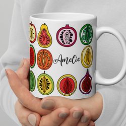 cute and quirky vagina fruit mug for a playful morning