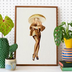 mushroom pin-up (shrooms art, trippy wall art, retro art, mushroom poster, art print) trippy164