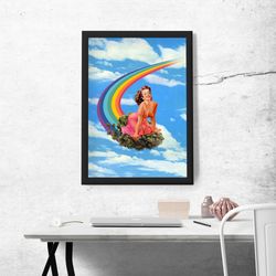 sky high (weed art, weed poster, marijuana art, collage art, trippy wall art, weed artwork, art print)