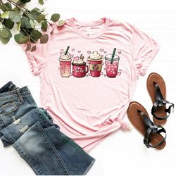 valentines day coffee heart t-shirt, coffee love valentine shirt, women valentine shirt, cute coffee latte valentine