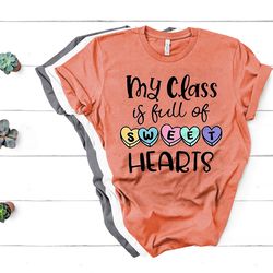 teacher valentine day shirts women my class is full of sweet hearts t-shirts lover heart graphic short sleeve blouse top