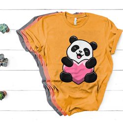 cute panda holding a heart - valentine's day - classic t-shirt