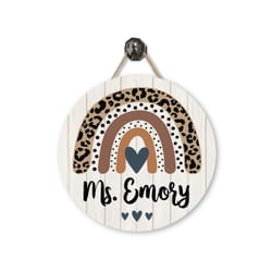 classroom door sign metal teacher sign personalized metal door hanger teacher appreciation leopard rainbow sign