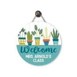 teacher door sign  metal classroom sign  personalized metal door hanger  teacher appreciation  garden house plants
