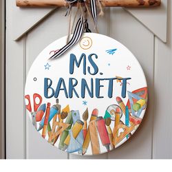 personalized teacher door sign, classroom door hanger, teacher gift, classroom decor, back to school