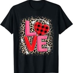 cute love heart leopard print valentines day women girls t-shirt