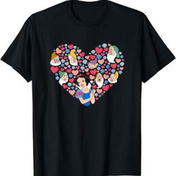 disney snow white and the seven dwarfs heart valentine's day t-shirt