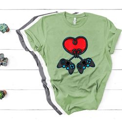 funny gamer heart valentines day video games boys kids teens t-shirt