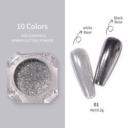 Mirror Effect Shiny Silver Nail Art Powder Chrome Pigment Dust Decor BORN PRETTY