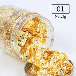 3g Nail Art Gold Silver Copper Foil Sequins Flakes Nail Foil Paper Shining Decor