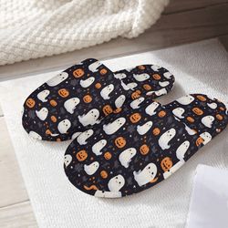 Spooky and Cute Halloween Slippers: Pumpkin Ghost and Jack o Lantern Designs