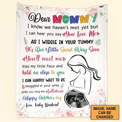 gift for mom custom name photo blanket - dear mommy i know we haven't met yet but i can hear you say you love me blanket