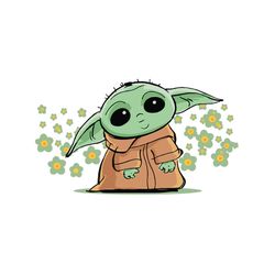 star wars baby yoda flowers svg, star war svg, baby yoda svg, baby yoda lovers, cute baby yoda svg, baby yoda love, baby