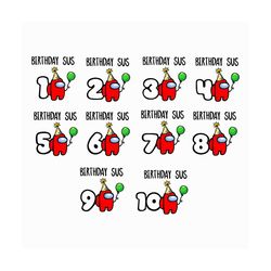 among sus birthday bundle svg, among us svg, among sus svg, birthday svg, bundle svg, among us birthday, birthday kid sv
