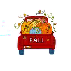 fall pumpkin truck red vintage old pickup with pumpkins svg