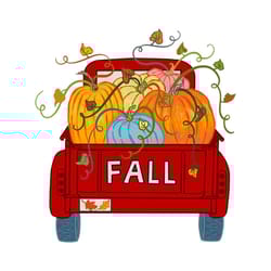 fall pumpkin red truck vintage old pickup with pumpkins svg