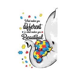 what make you different is what make you beautiful svg, awareness svg, autism awareness svg, momma elephant svg, mom sup