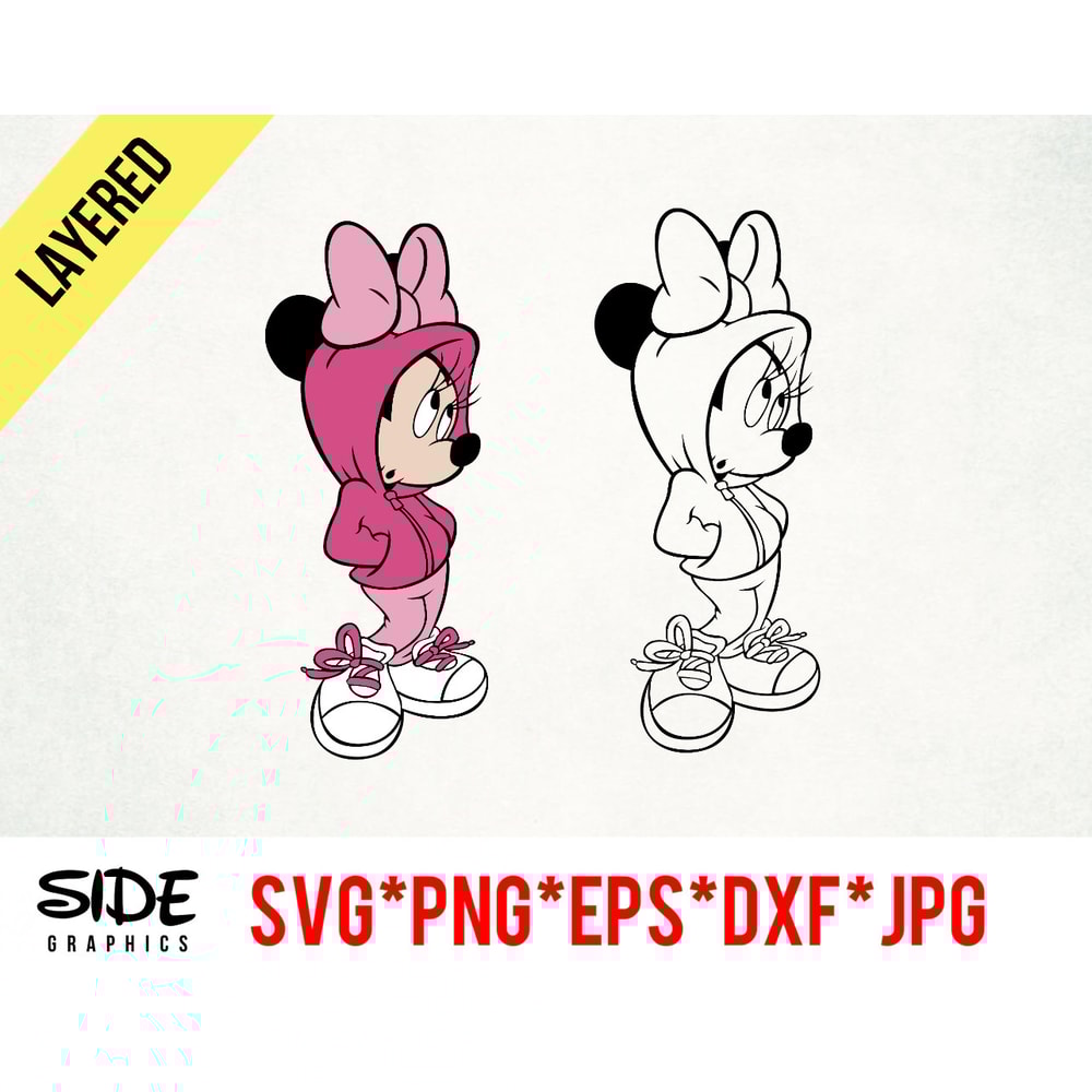 Hoodie Minnie instant download digital file svg, png, eps, jpg, and dxf clip art for cricut silhouette and other cutting software.jpg