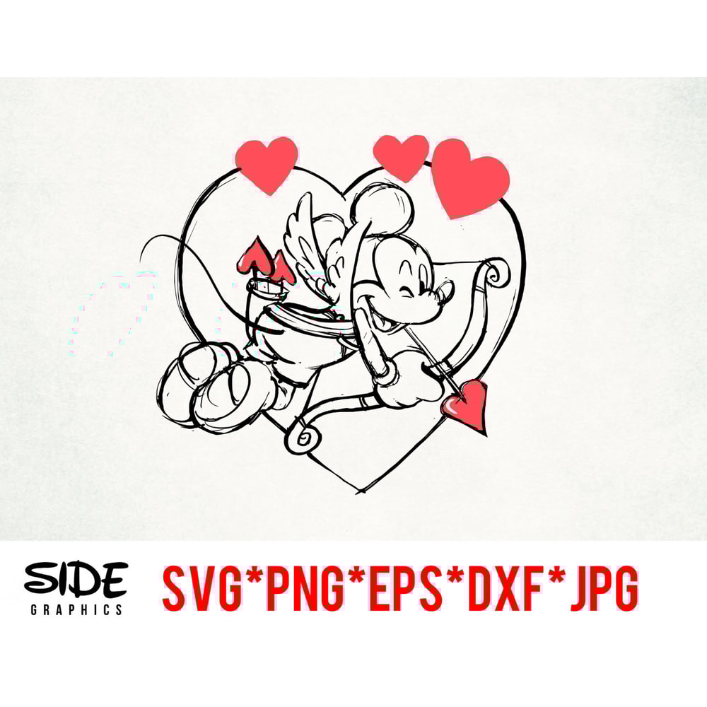 Mickey Cupid instant download digital file svg, png, eps, jpg, and dxf clip art for cricut silhouette and other cutting software.jpg
