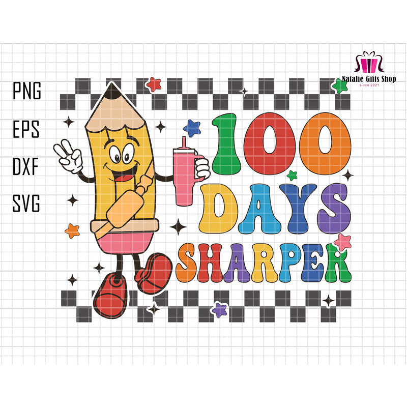 100 Days Sharper Svg, Pencil Stanley Tumbler Belt Bag Svg, Teacher Appreciation Svg, Back To School Svg, In My 100 Days of School Era Svg.jpg
