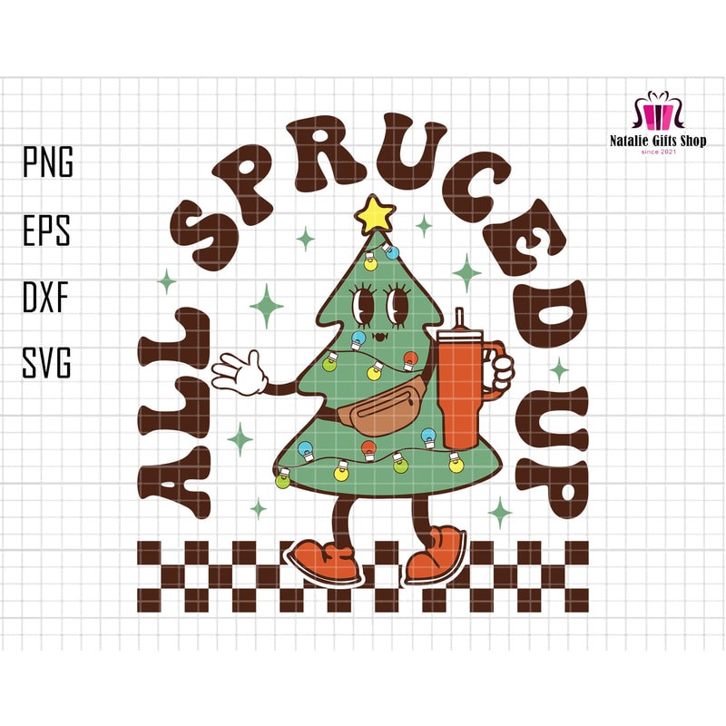 All Spruced Up Svg, Boojee Stanley Tumbler Inspired Belt Bag Svg, Christmas Tree Svg, Merry Vibes Svg, Digital File Svg, Instant Download.jpg