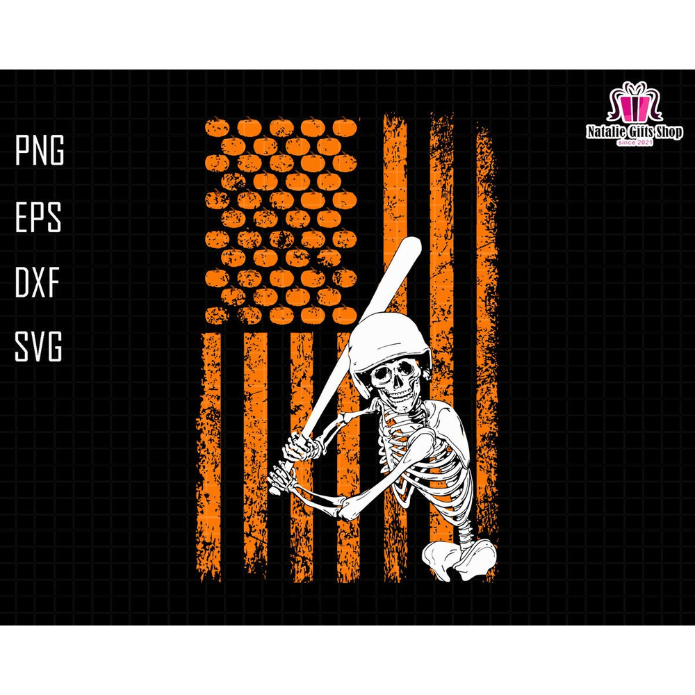 Baseball Skeleton Svg, Trendy Halloween Svg, Sport Halloween Svg, Fall Pumkin Svg, Spooky Season Svg, American Flag Svg, Digital File Svg.jpg