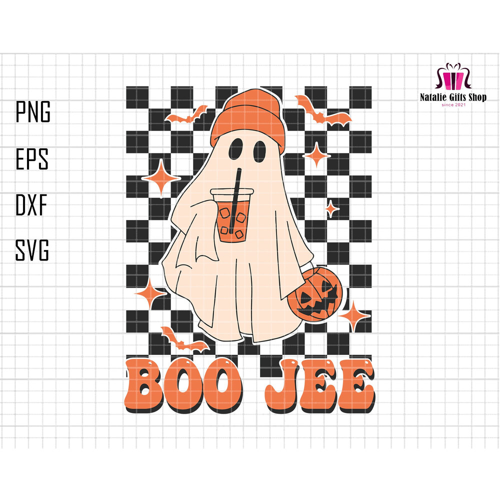 Boo Jee Svg, Boo Drink Water, Boojee Ghost Svg, Cute Ghost Svg, Spooky Pumpkin Svg, Halloween Shirt Svg, Fall Retro Halloween, Checkered.jpg