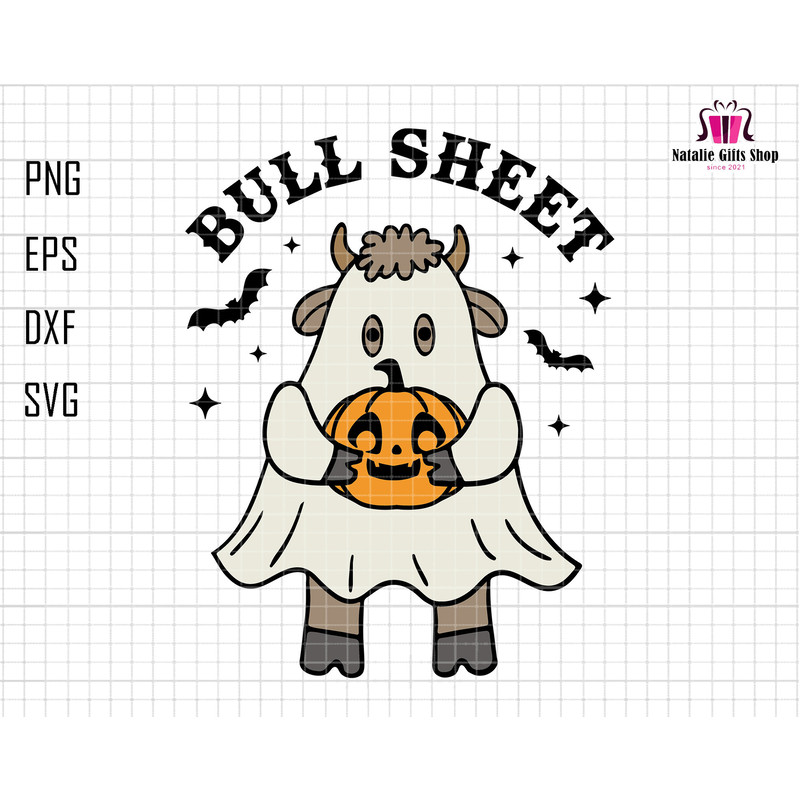 Bull Sheet Svg, Ghost Cows Svg, Funny Cow Svg, Spooky Pumpkin Svg, Cow Lover Svg, Spooky Season Svg, Trendy Halloween Svg, Digital File Svg 1.jpg