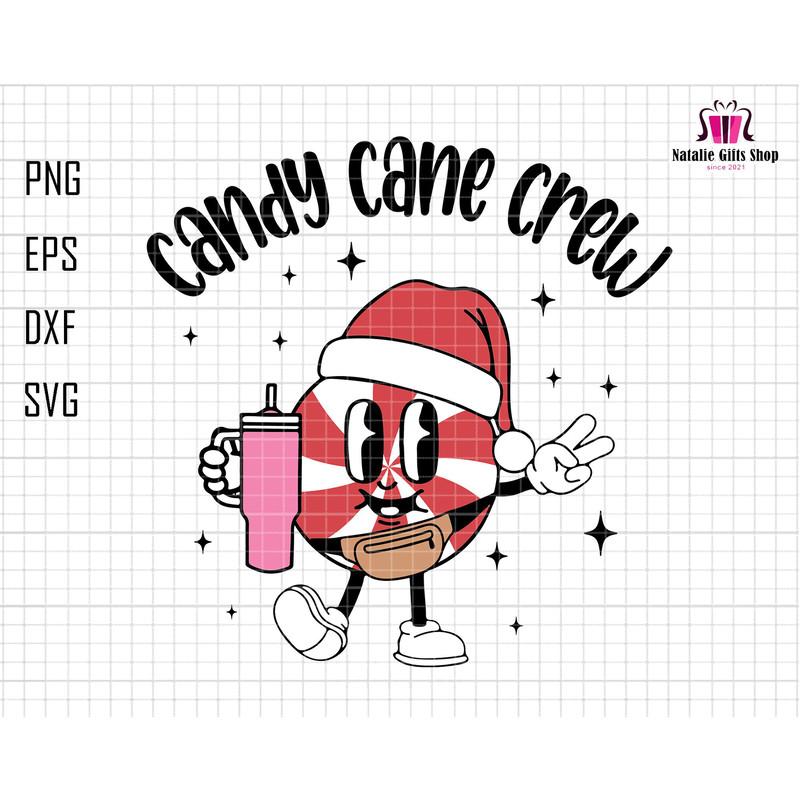 Candy Cane Crew Svg, Stanley Tumbler Inspired Belt Bag Svg, Christmas Food Svg, Sweets Christmas Svg,  Santa Hat Svg, Funny Candy Christmas 1.jpg