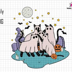 cat halloween png, black cat png, cat ghost png, retro halloween png, cute ghost png, spooky season, halloween costume p