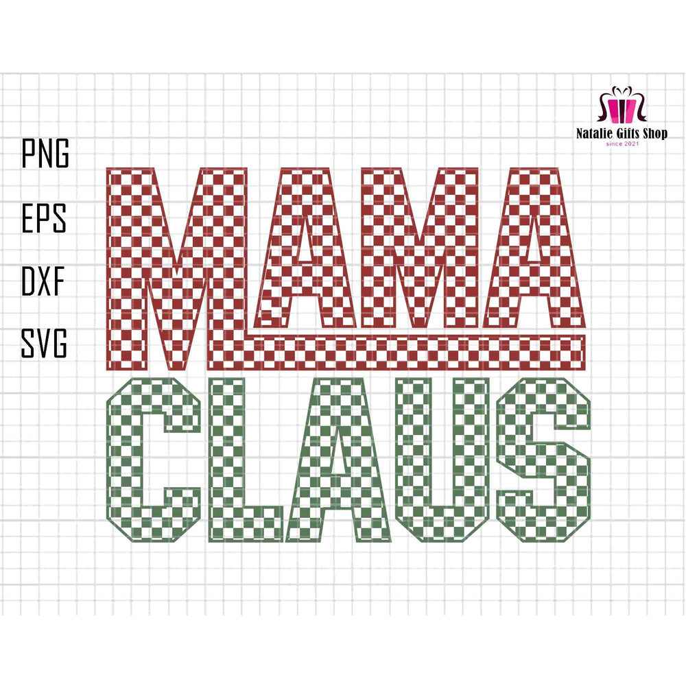 Checkered Mama Claus SVG PNG, Christmas Svg, Christmas Png, Retro Christmas Svg, Santa Claus Svg, Mama Svg, Mama Sublimation, Svg for cricut.jpg